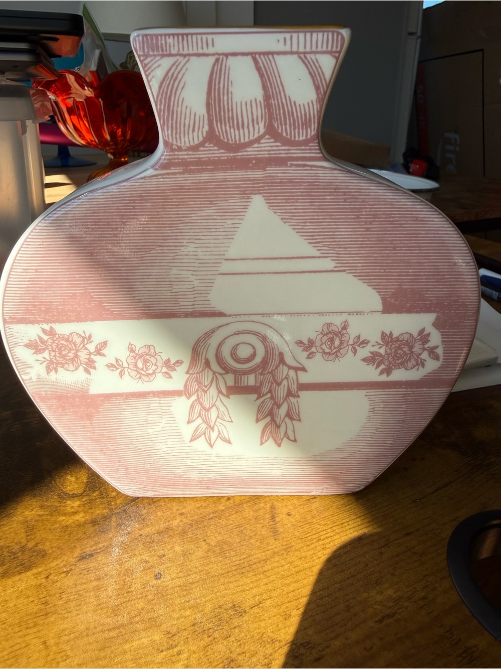 Vintage pink ceramic vase